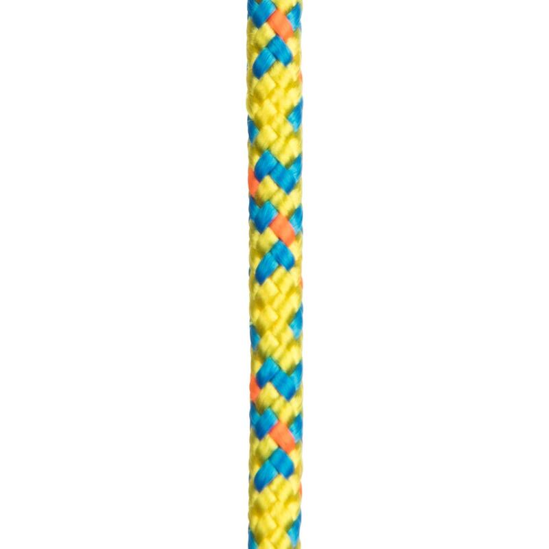 Val touwwerk boot 4 mm x 10 m geel/oranje/blauw
