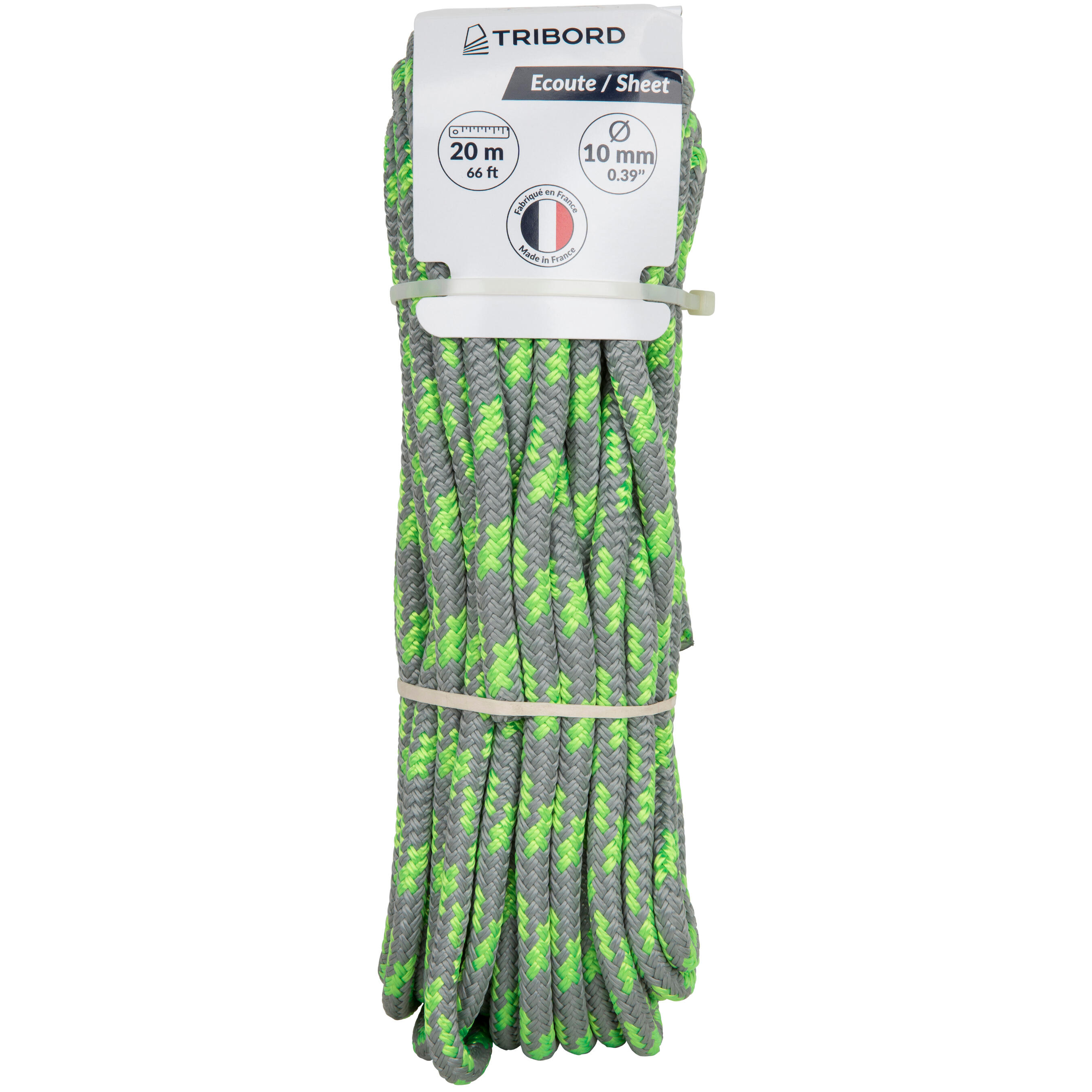 Boat line 10mmX20m grey/green fluo