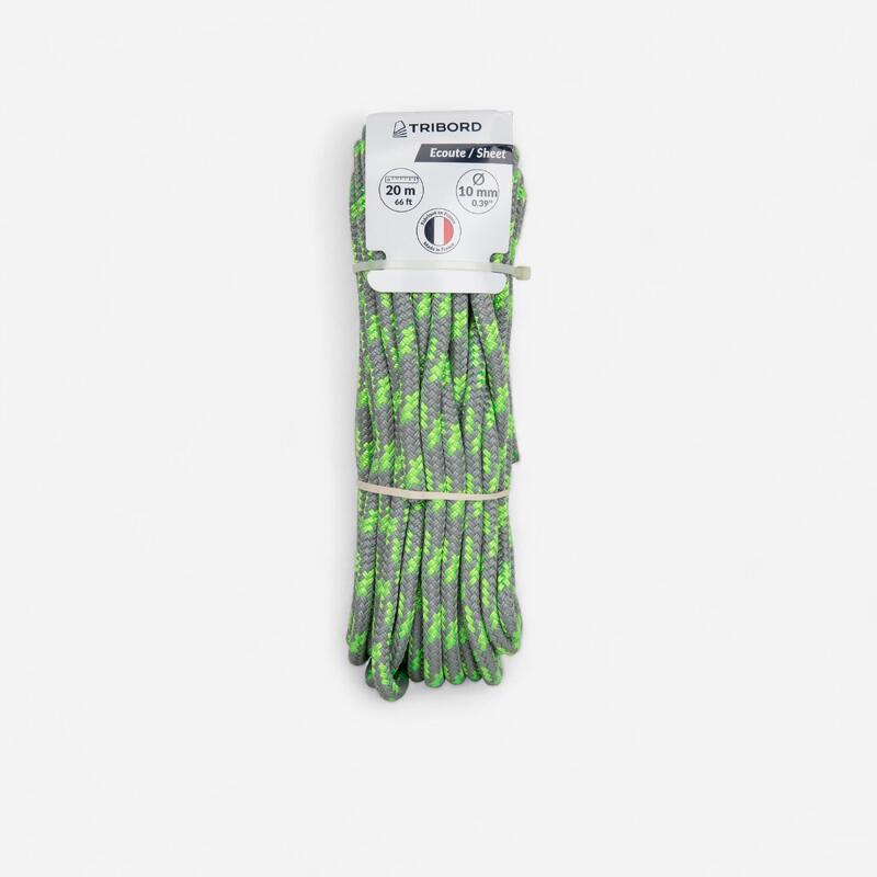 Cabo Náutico Escota Embarcación Gris/Verde Fluo 10 mm x 20 m