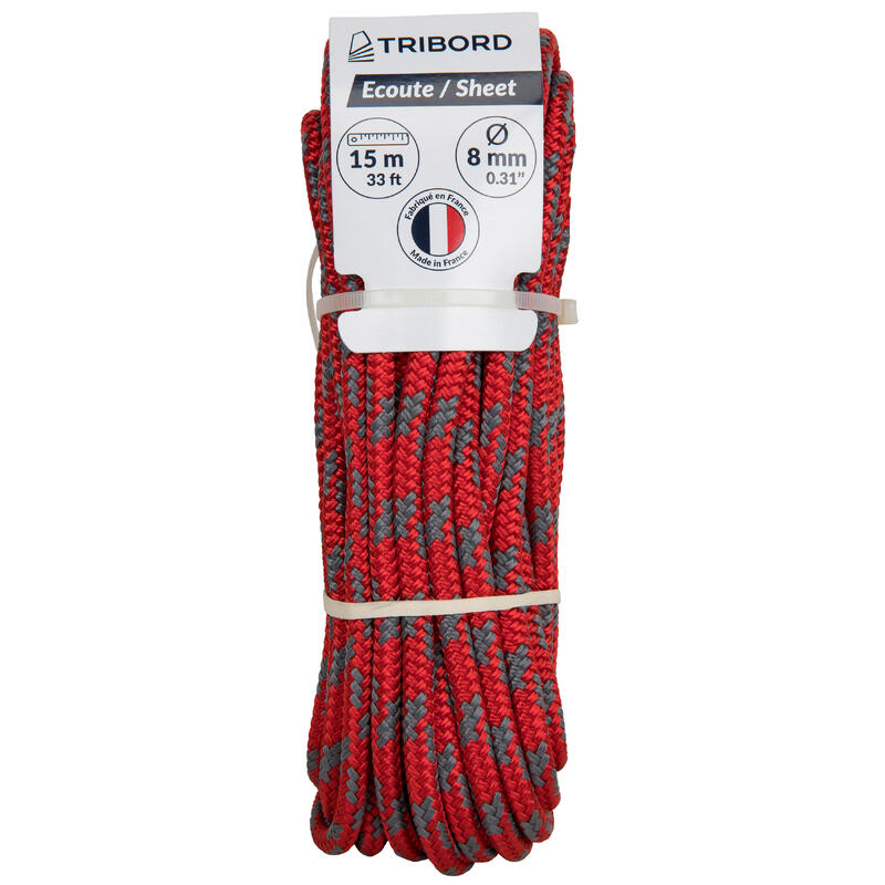 Schoot touwwerk boot 8 mm x 15 m rood