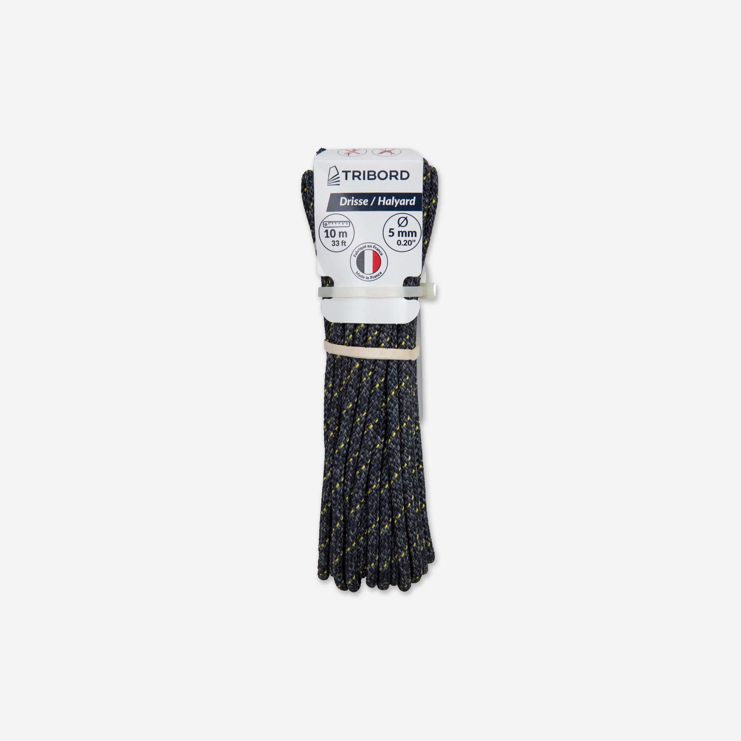 TRIBORD Sailing Halyard 5 mm x 10 m - Grey/Blue/Yellow