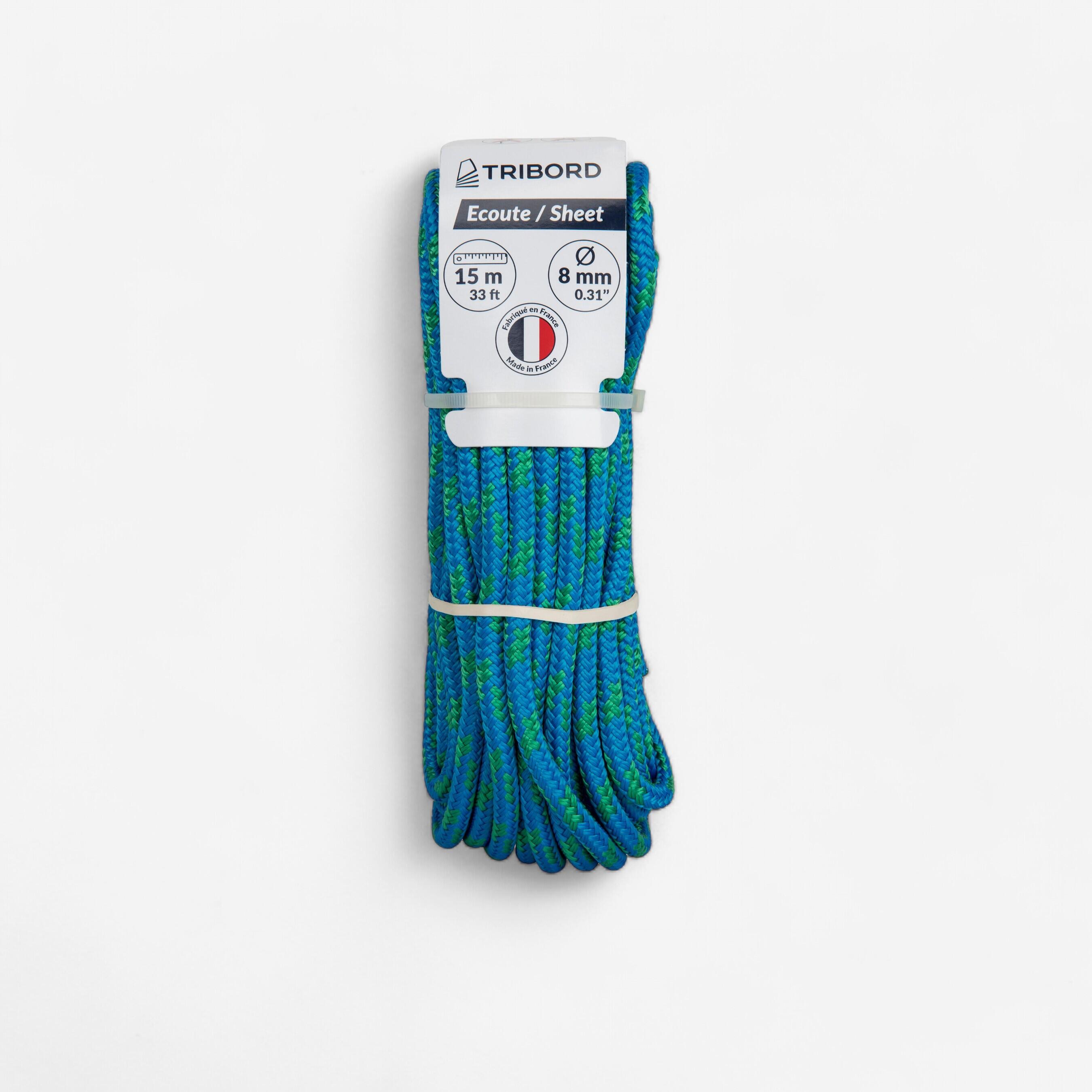 TRIBORD Lodné lano 8 mm × 15 m modro-zelené