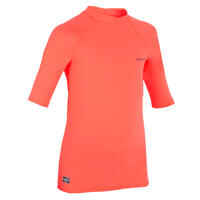 Camiseta protección solar manga corta Niños rosa coral