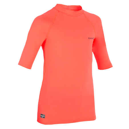 Camiseta protección solar manga corta Niños rosa coral