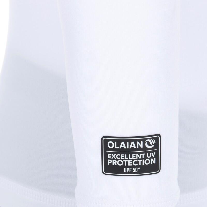tee shirt anti UV surf top 100 manches longues bébé blanc recyclé