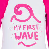 100 Baby's Long Sleeve UV Protection Surfing Top T-Shirt - White pink recycled