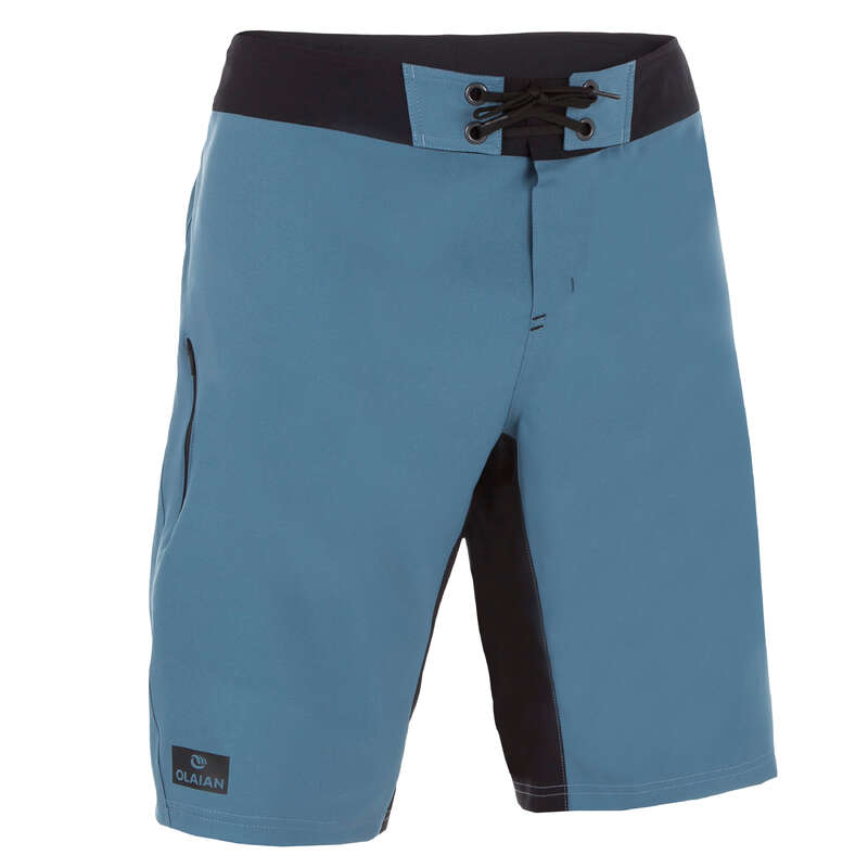 OLAIAN 500 long surfing boardshorts plain Grey Decathlon