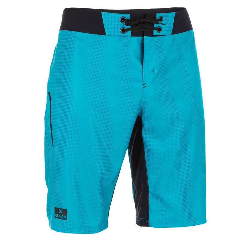 MEN'S INTERMEDIATE BOARDSHORTS Swimwear and Beachwear - 500 SBS Turquoise pixel OLAIAN - Swimwear and Beachwear