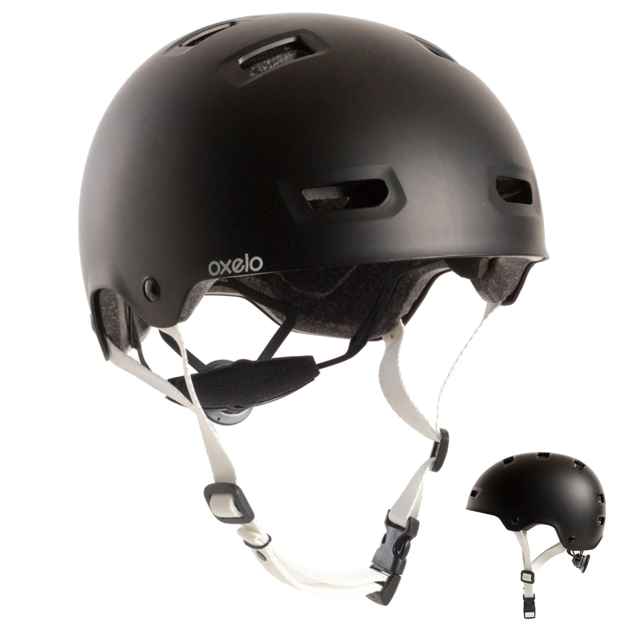Casque roller skateboard trottinette MF500 noir oxelo Casque roller skateboard trottinette MF500 noir oxelo
