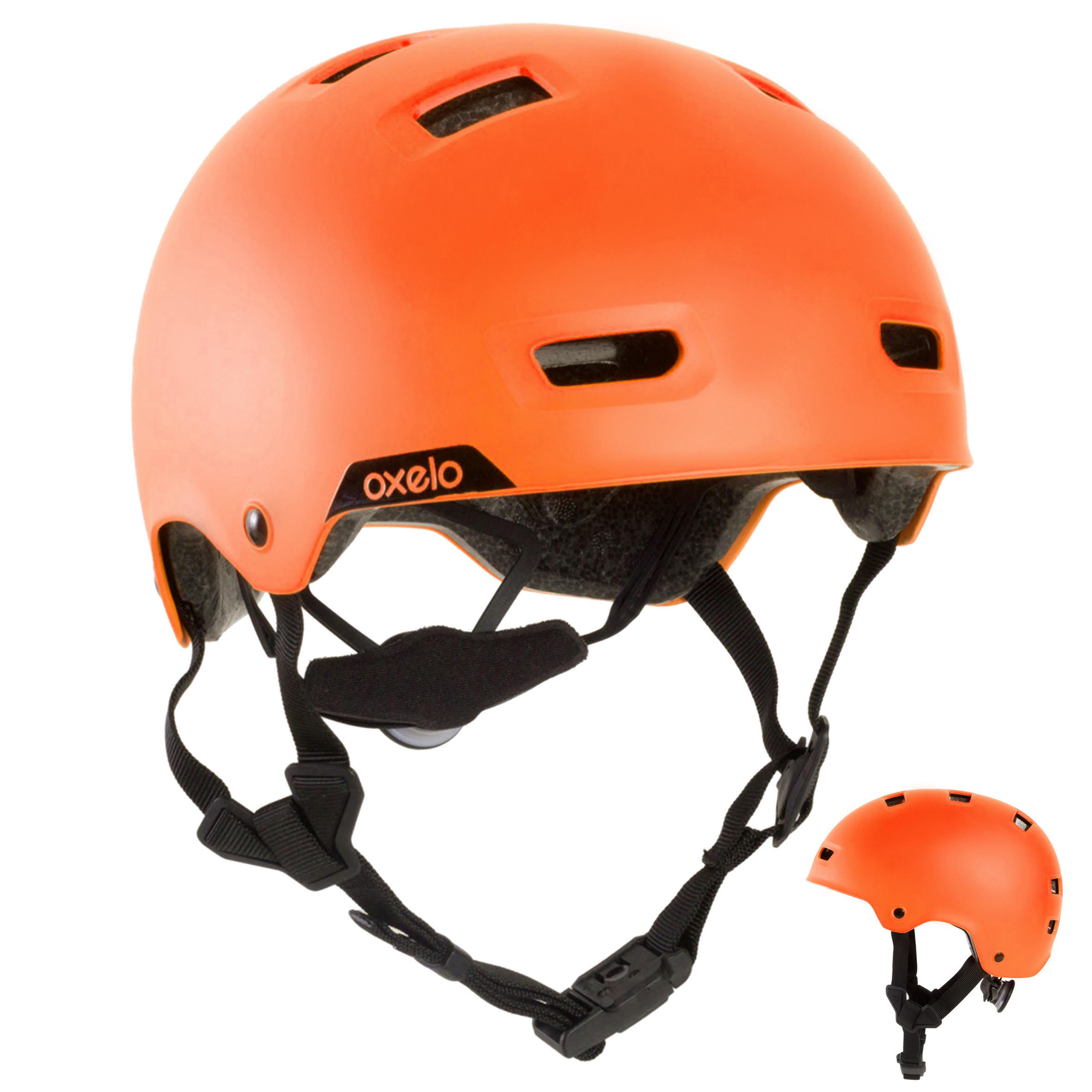 Casco para patines patineta patin del diablo MF540 naranja fluo Decathlon