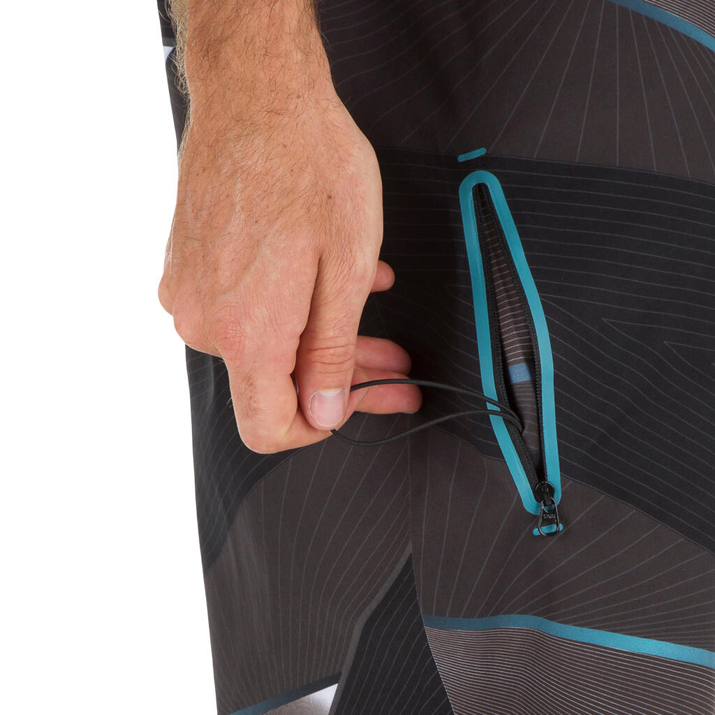 Lange Boardshorts Surfen 900 Psycho Neo blau