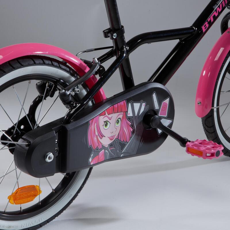 Bicicleta niños 16 pulgadas Btwin 500 Spy Hero Girl negra 4,5-6 años