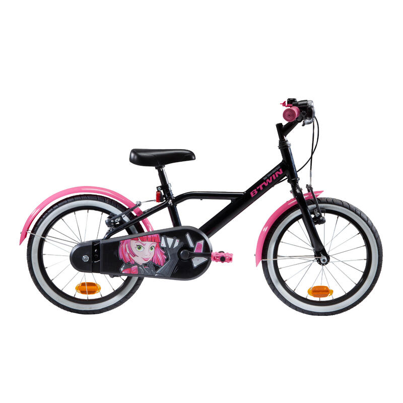 Bicicleta niños 16 pulgadas Btwin 500 Spy Hero Girl negra 4,5-6 años