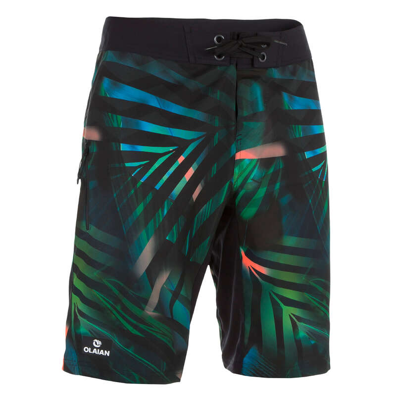 MEN'S INTERMEDIATE BOARDSHORTS Swimming - 500 SBS Jungle green OLAIAN - Swimwear