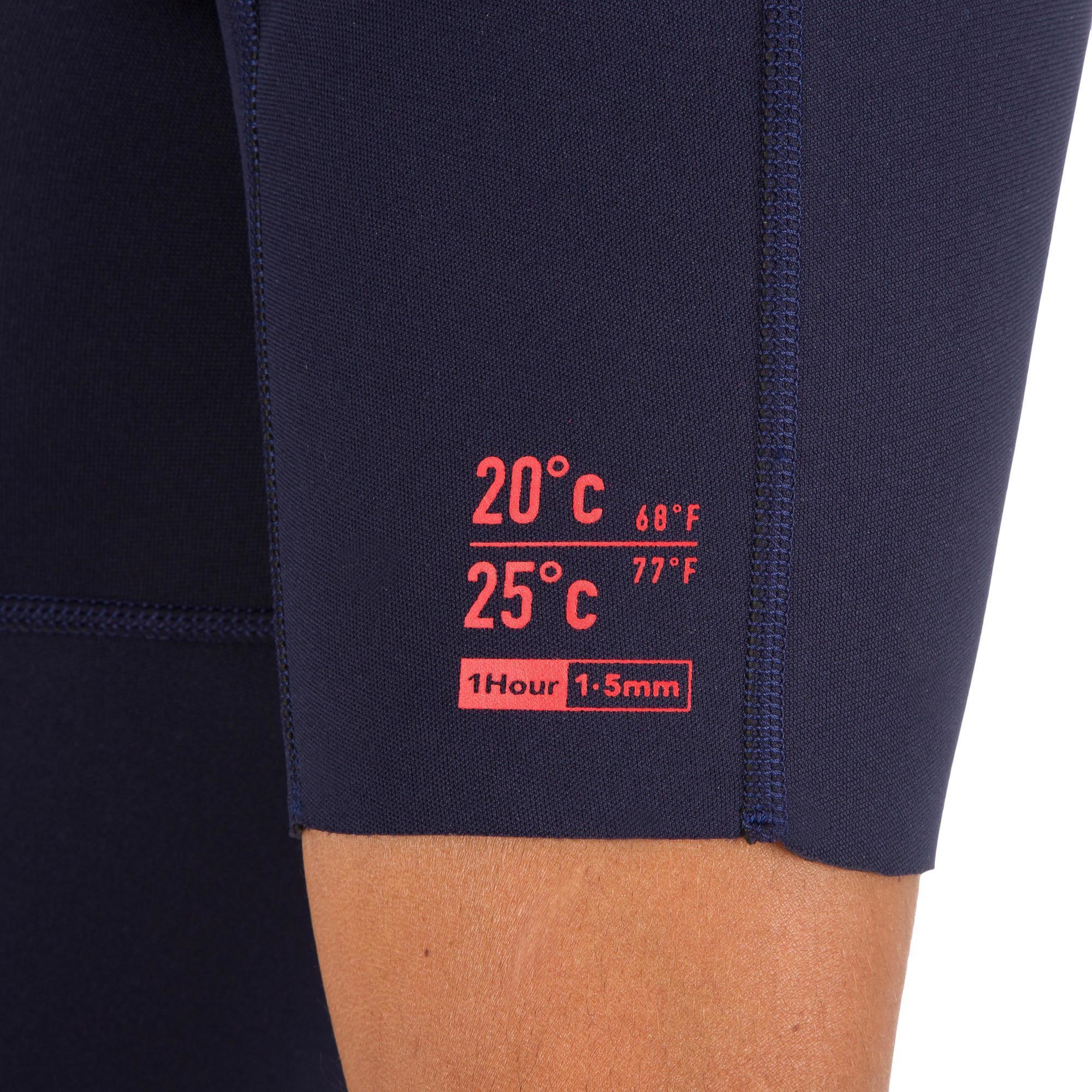 Muta da uomo 1,5 mm in neoprene 100 Surf Shorty blu navy