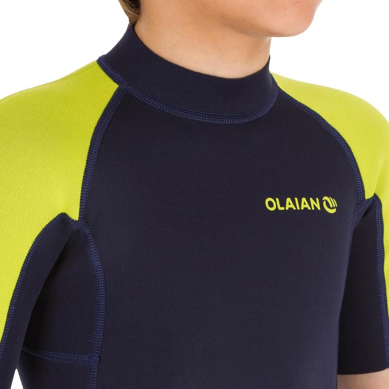 Surf Shorty 100 children's wetsuit 1.5 mm neoprene - Blue/Yellow