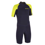 KIDS' SURFING NEOPRENE WETSUITS 100 1.5 mm - BLUE/YELLOW