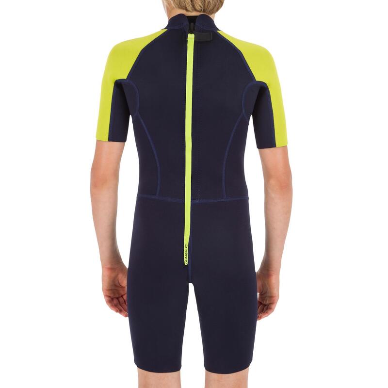 Combinezon surf 100 Neopren 1,5 mm Albastru-Galben Copii 
