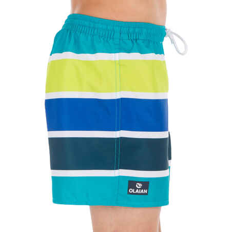 100 kid’s short surfing boardshorts Green stripes