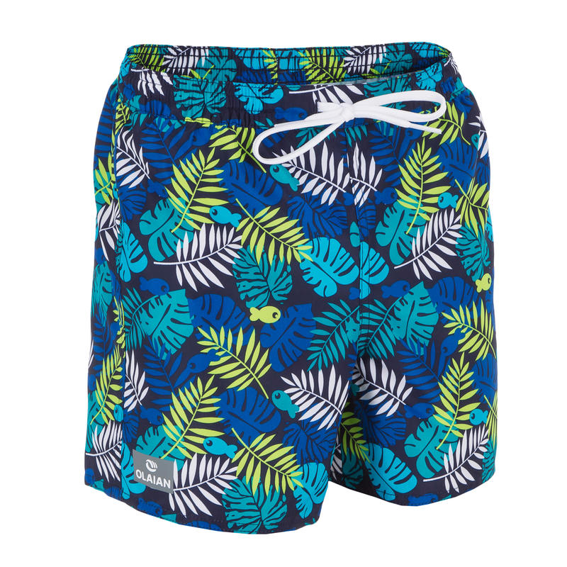 100 kid’s short surfing boardshorts Jungle blue 100 kid’s short surfing boardshorts Jungle blue