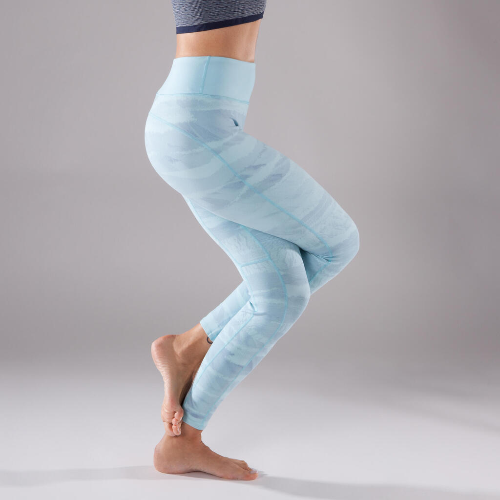 Leggings Yoga+ atmungsaktiv Damen himmelbau mit Aufdruck