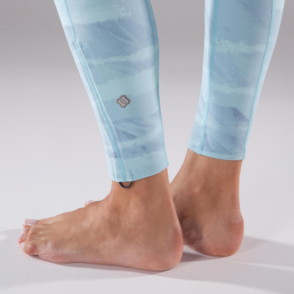 Leggings Yoga+ atmungsaktiv Damen himmelbau mit Aufdruck