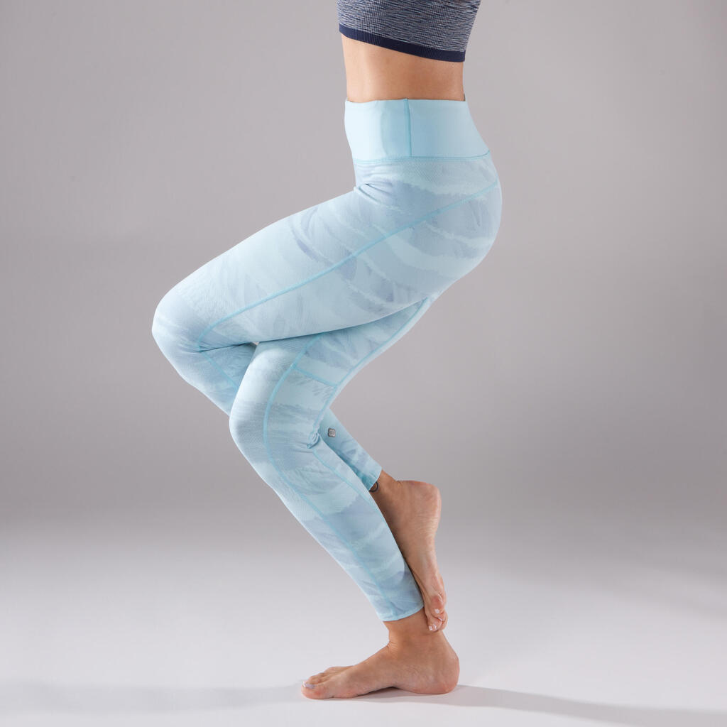 Leggings Yoga+ atmungsaktiv Damen himmelbau mit Aufdruck