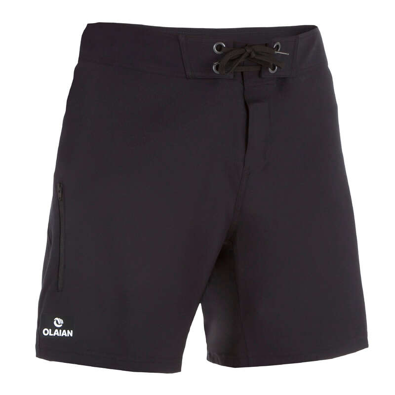 MEN'S INTERMEDIATE BOARDSHORTS Swimwear and Beachwear - 500 BBS plain full Black OLAIAN - Swimwear and Beachwear