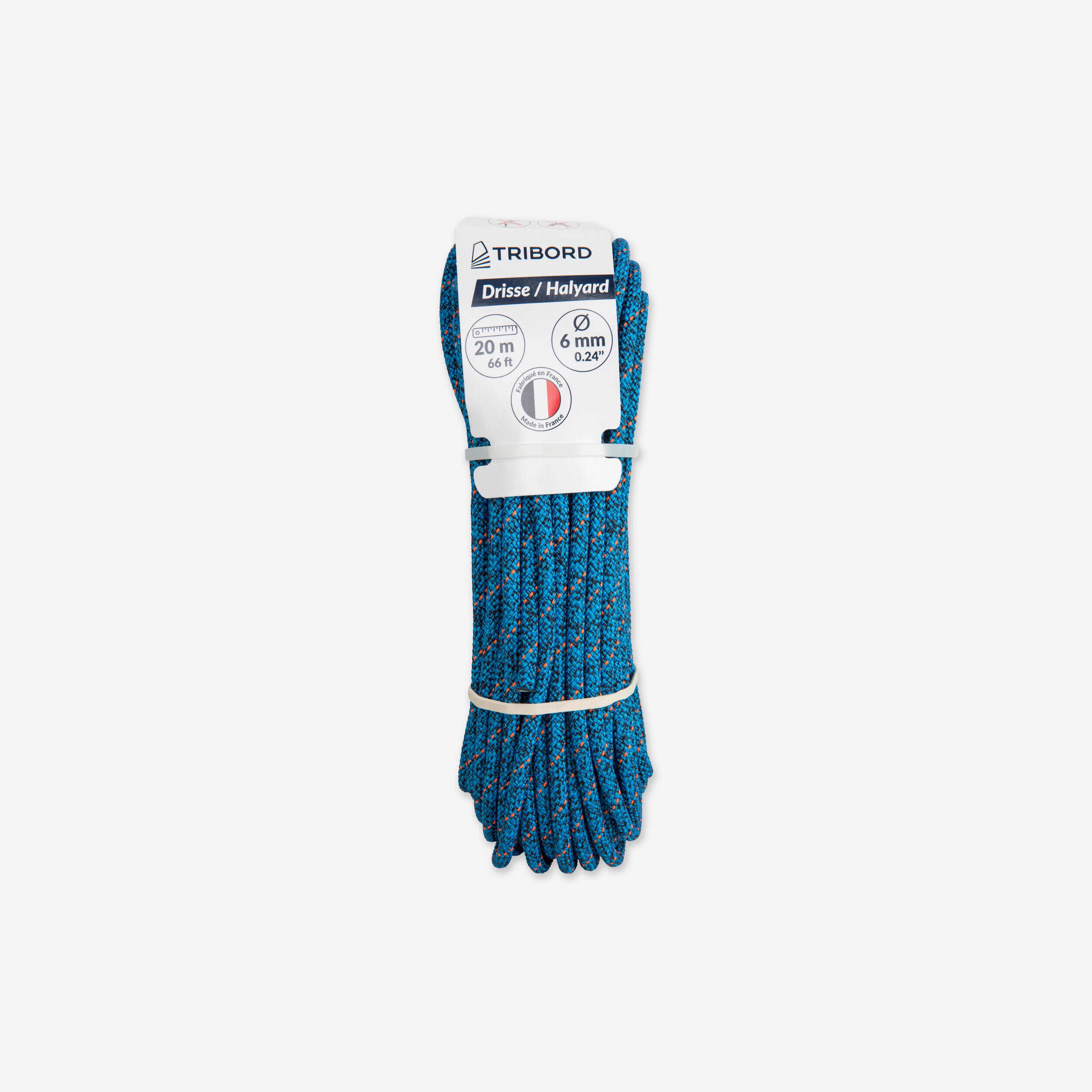 TRIBORD Sailing Halyard 6 mm x 20 m - Blue/Orange