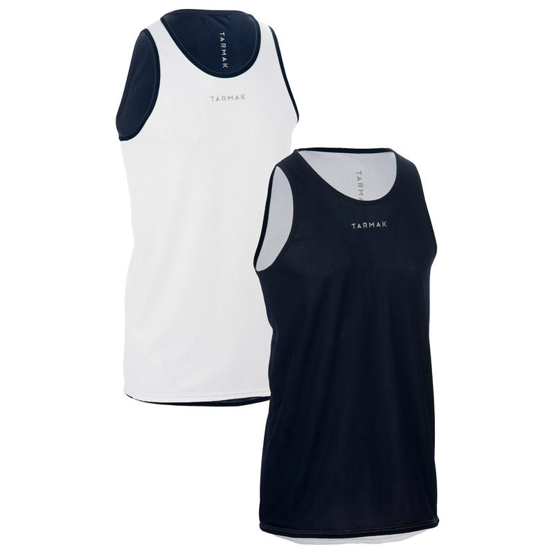 DÉBARDEUR BASKETBALL RÉVERSIBLE POUR HOMME DÉBUTANT/CONFIRMÉ BLANC/BLEU DÉBARDEUR BASKETBALL RÉVERSIBLE POUR HOMME DÉBUTANT/CONFIRMÉ BLANC/BLEU