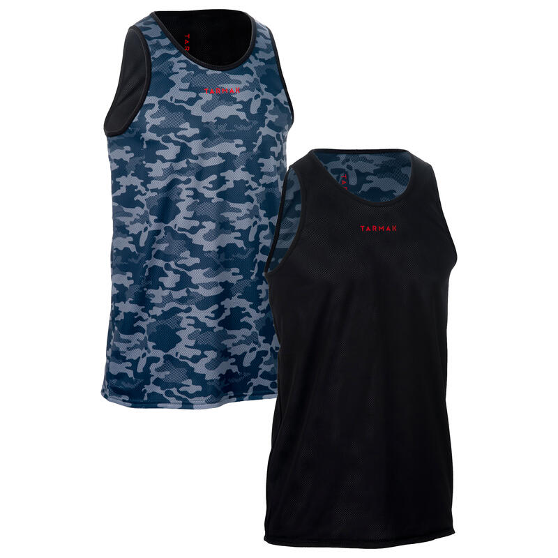 DÉBARDEUR BASKETBALL RÉVERSIBLE HOMME DÉBUTANT/CONFIRMÉ CAMOUFLAGE GRIS/NOIR DÉBARDEUR BASKETBALL RÉVERSIBLE HOMME DÉBUTANT/CONFIRMÉ CAMOUFLAGE GRIS/NOIR
