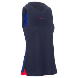 DÉBARDEUR B500 DE BASKETBALL FEMME POUR DEBUTANTE/CONFIRMÉE MARINE CHINÉ BLEU