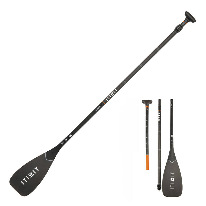 Pagaie Carbon Demontabilă și Reglabilă Stand up paddle 900 170 -210 cm Negru