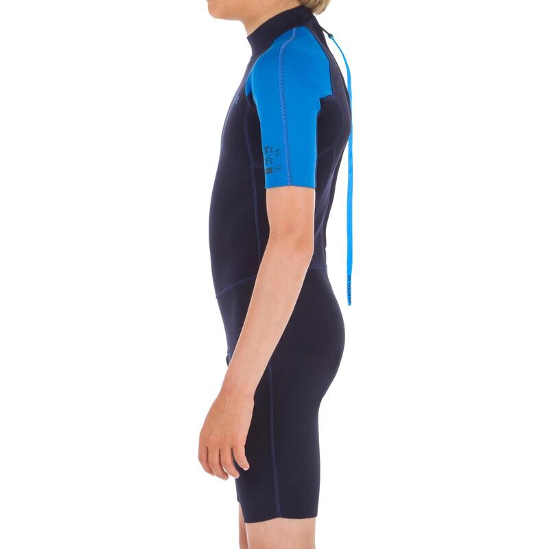 兒童款1.5 mm氯丁橡膠短袖衝浪防寒衣Shorty 100－藍色