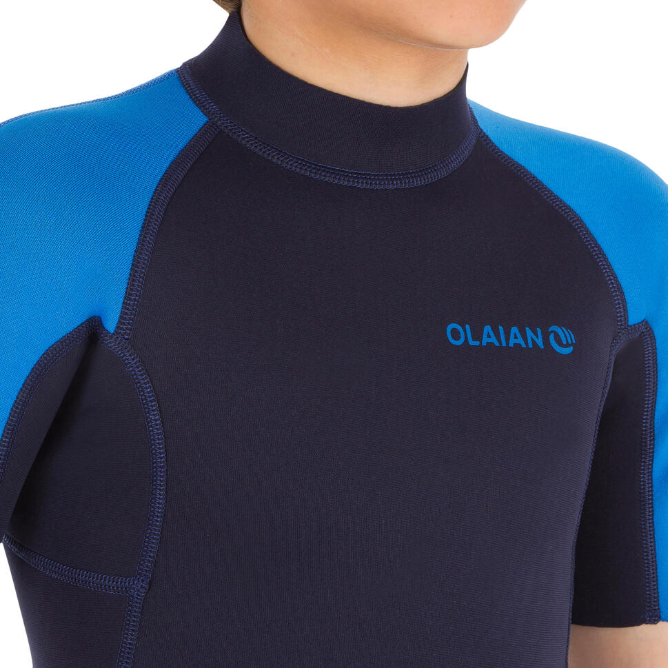 100 kid's 1.5mm neoprene blue Shorty Surfing wetsuit OLAIAN Decathlon