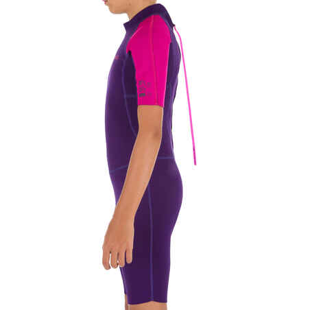 Neopreno corto surf / shorty Niños agua cálida 1,5mm 100 violeta/rosa