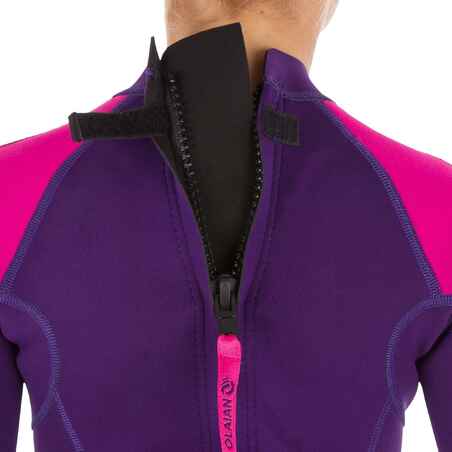 100 Surf Shorty kids' Wetsuit 1.5mm neoprene - Purple/Pink