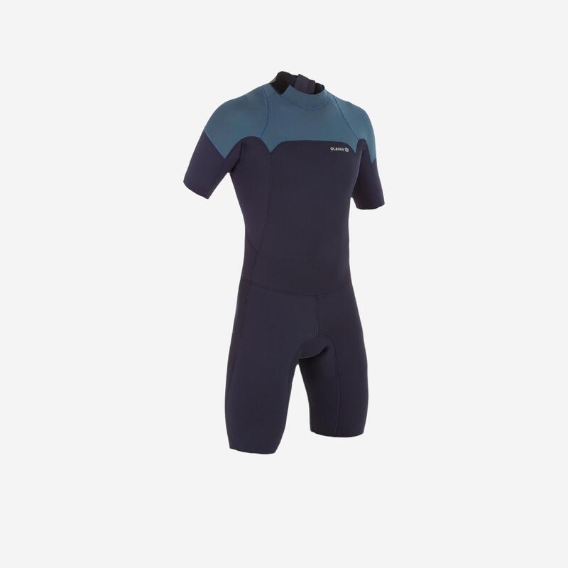 500 Men's 2 mm Stretch Neoprene Shorty Surfing Wetsuit - Blue Grey 500 Men's 2 mm Stretch Neoprene Shorty Surfing Wetsuit - Blue Grey