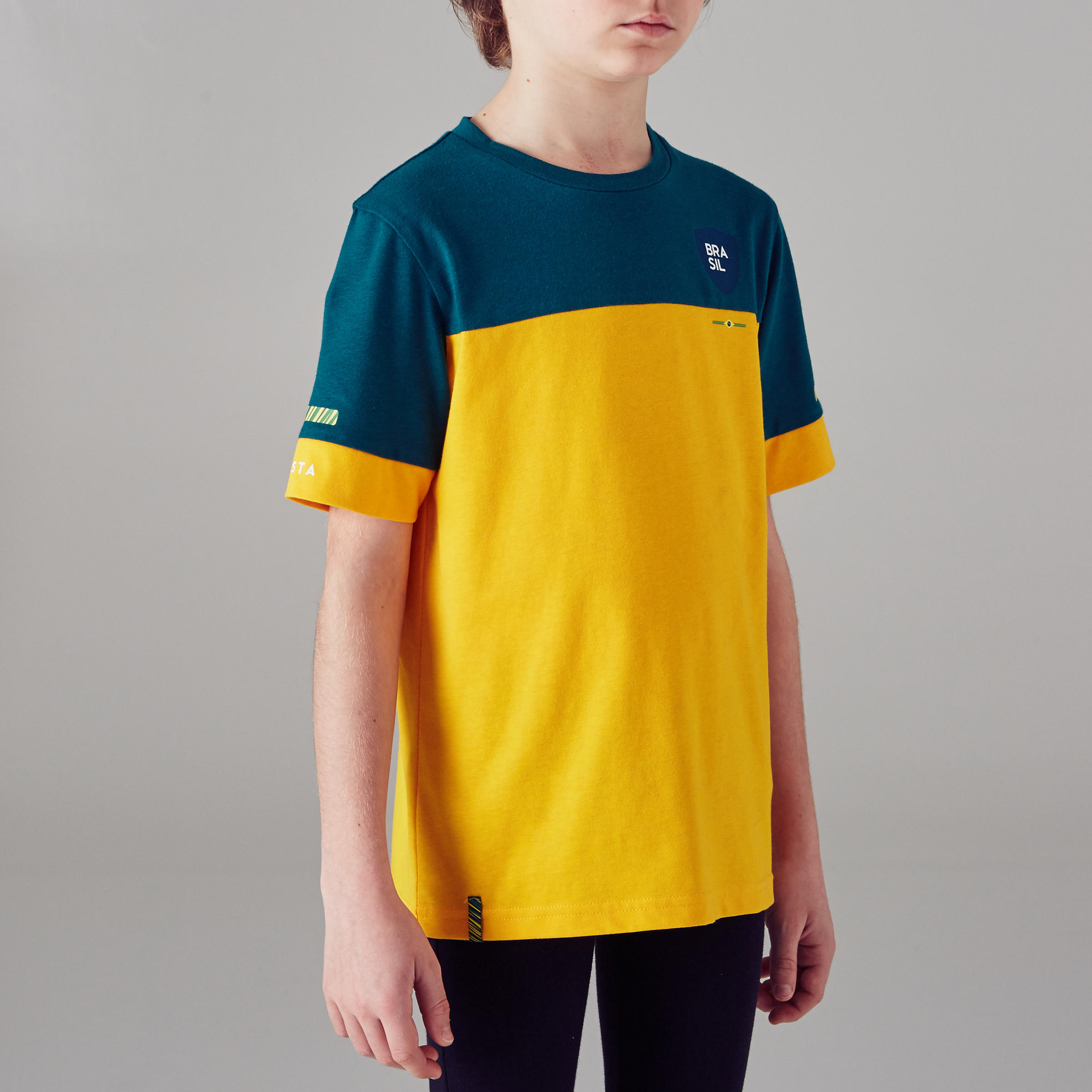 T-shirt de Futebol Criança FF100 Brasil 3/13
