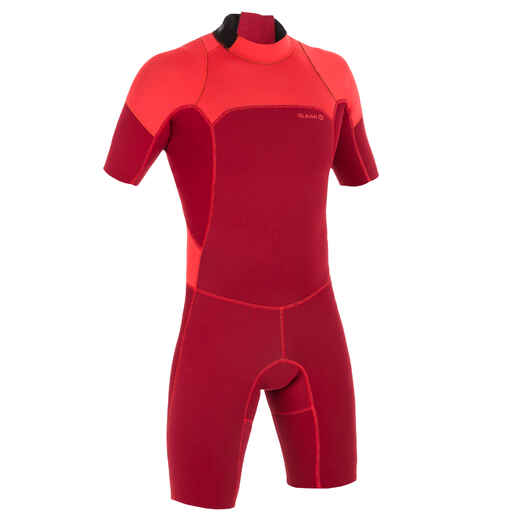 
      Surf Shorty 500 Bordeaux Men's wetsuit 2 mm neoprene - Bordeaux/Coral
  