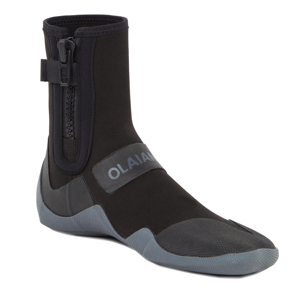 Surfing Neoprene Zip Booties 500 3 mm - Black/Grey