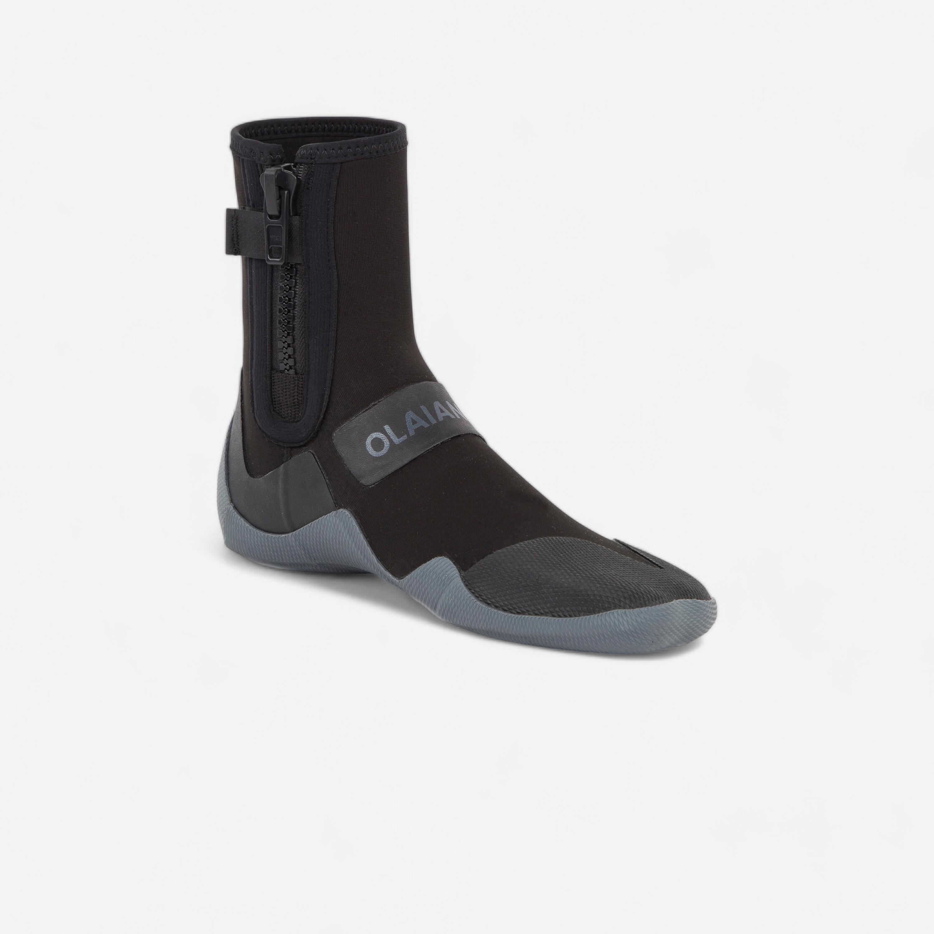 500 Ankle boot surfing Booties 3 mm neoprene zip - Black/Grey - OLAIAN