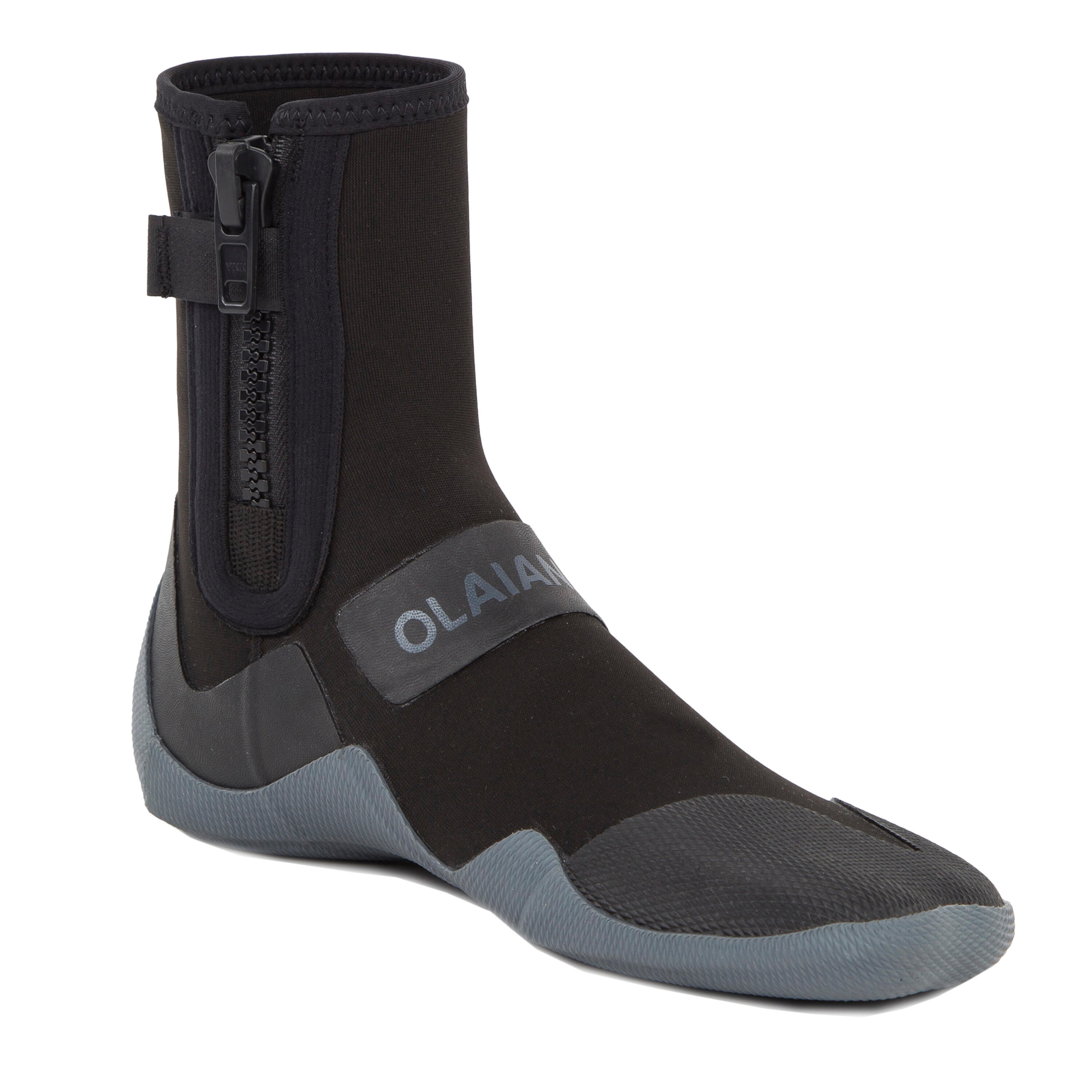 OLAIAN Surfing Neoprene Zip Booties 500 3 mm - Black/Grey