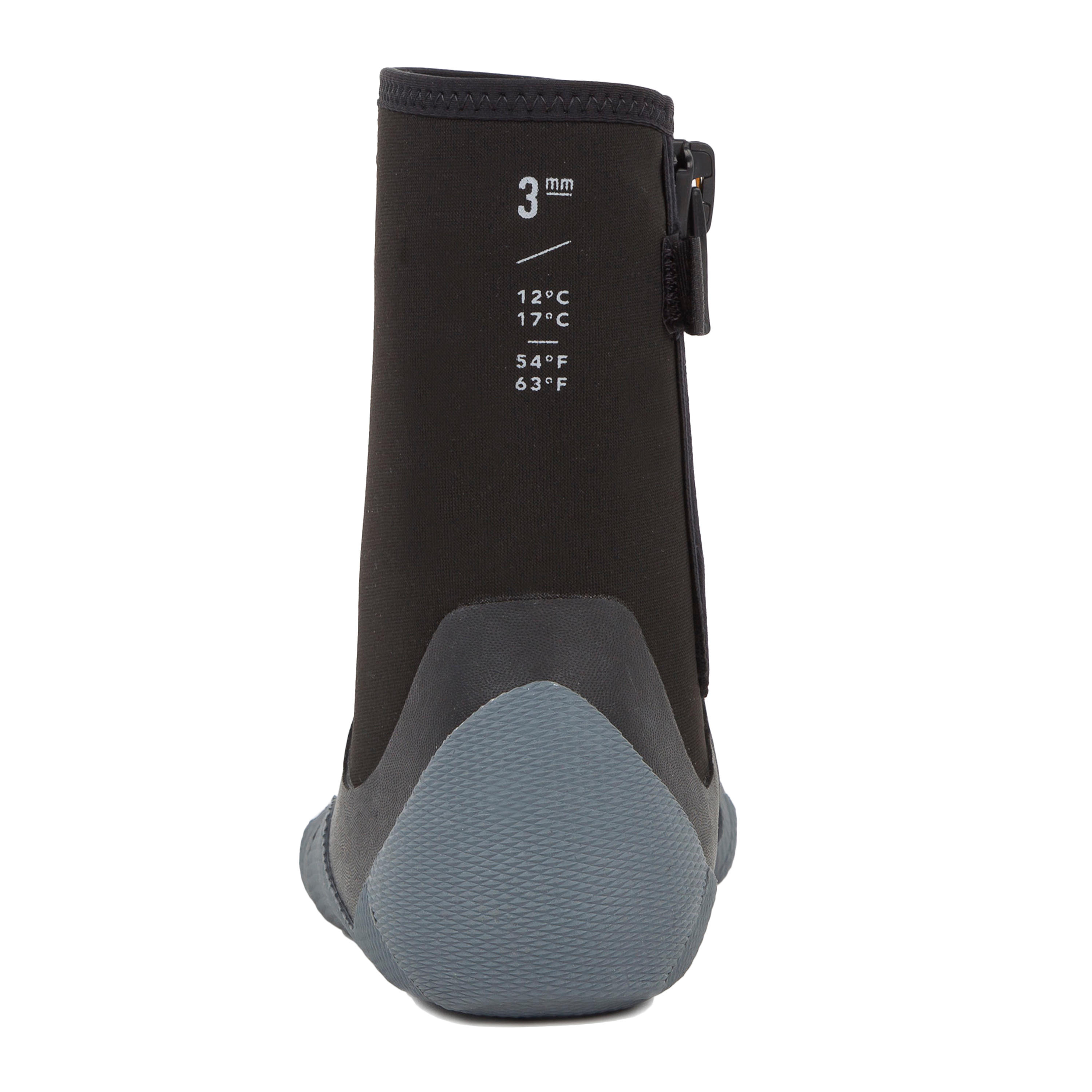 Chaussons surf Bottillons 500 Néoprène Zip 3 mm noir gris - OLAIAN