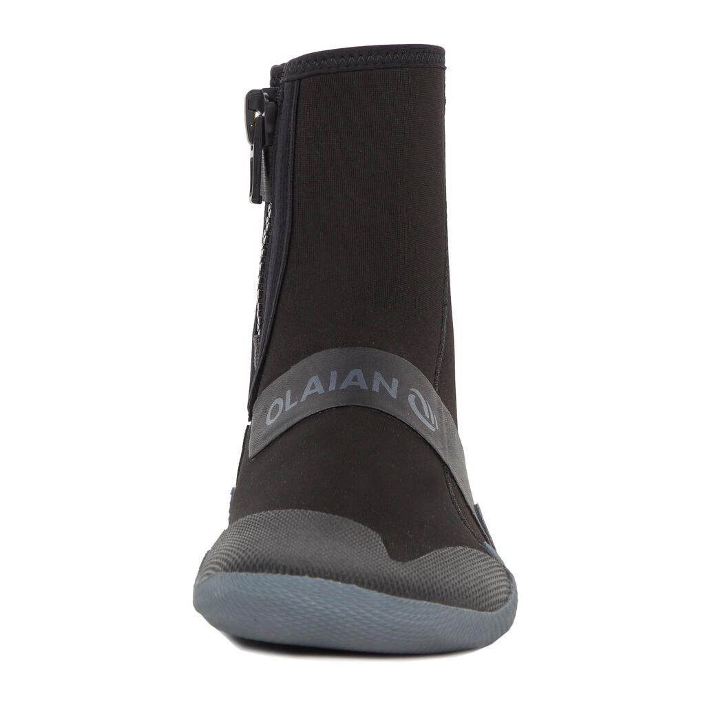 Surfing Neoprene Zip Booties 500 3 mm - Black/Grey