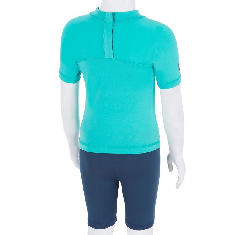 tee shirt anti UV surf top 100 manches courtes bébé turquoise
