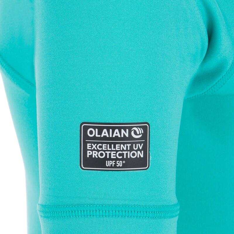 tee shirt anti UV surf top 100 manches courtes bébé turquoise