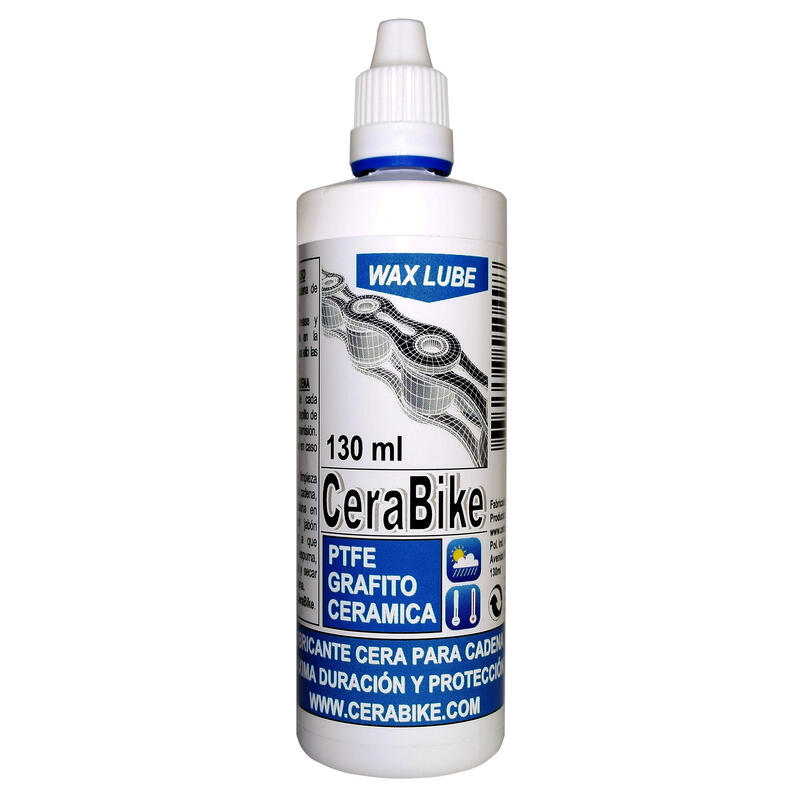 Cerabike Waxlube. Lubricante base para cadena con ptfe grafito y ceramica 130ml. www.cerabike.com de ciclismo