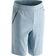 Men's Gym Shorts Long Slim-Fit Zip Pockets 520 - Blue / Grey Print
