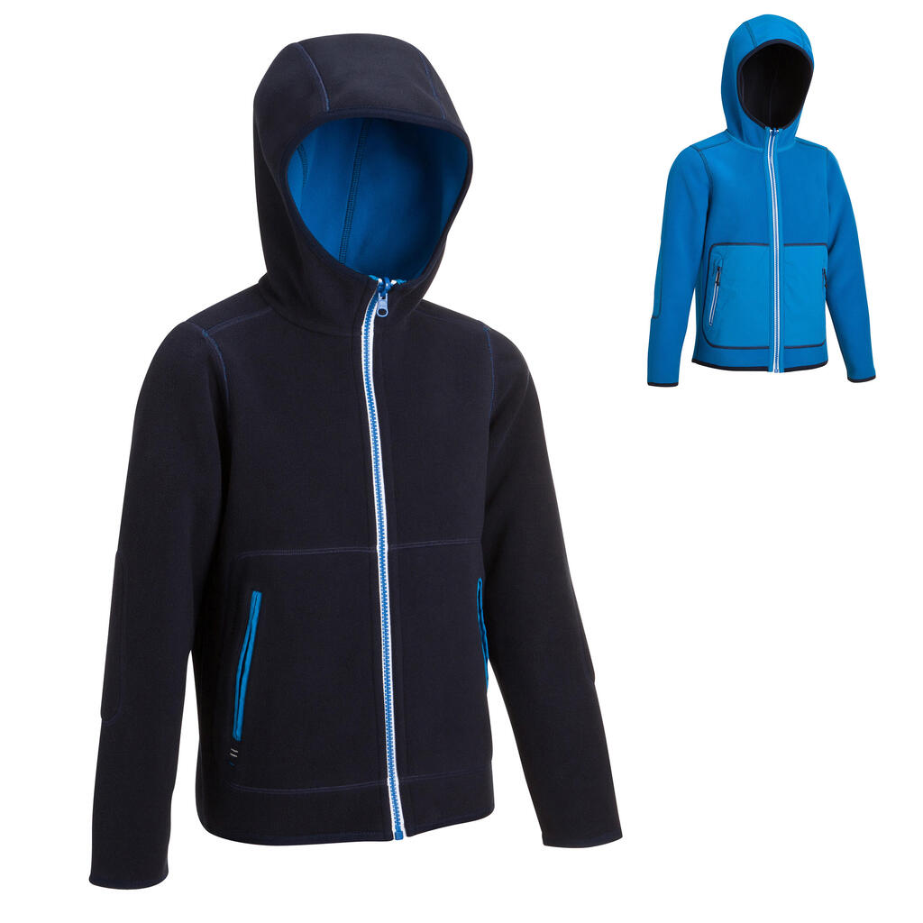 Kids' warm reversible sailing fleece 500 - blue/blue